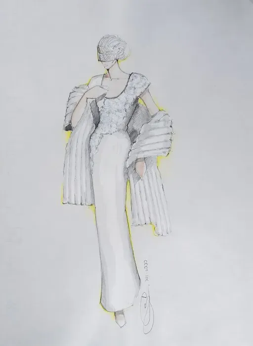 Framed Print : Fashion sketch, fashion design