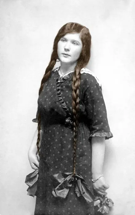 Framed Print : Fashion, woman with long pigtails Framed Print : Fashion, woman with long pigtails