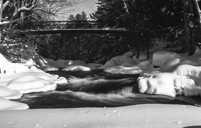 Framed Print : A fast moving stream or small river inside Arrowhead Provincial Park in Huntsville