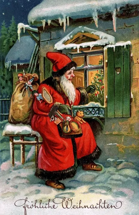 Framed Print : Father Christmas knocking on window