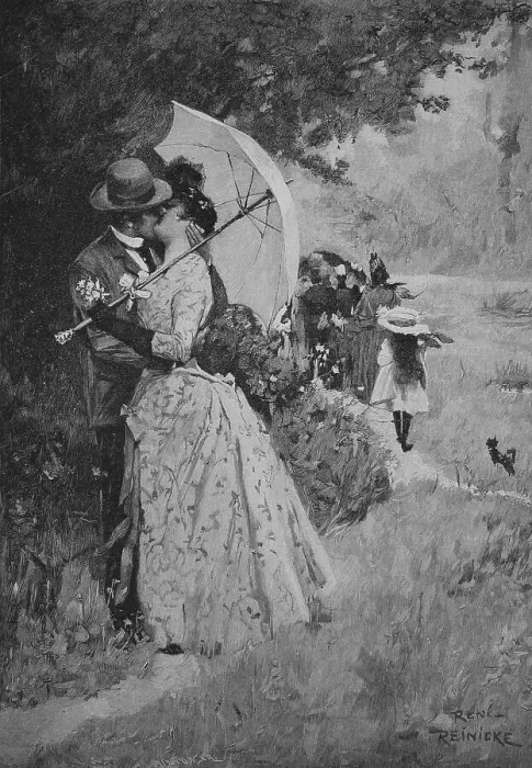 Framed Print : A favourable moment, couple kissing under an umbrella