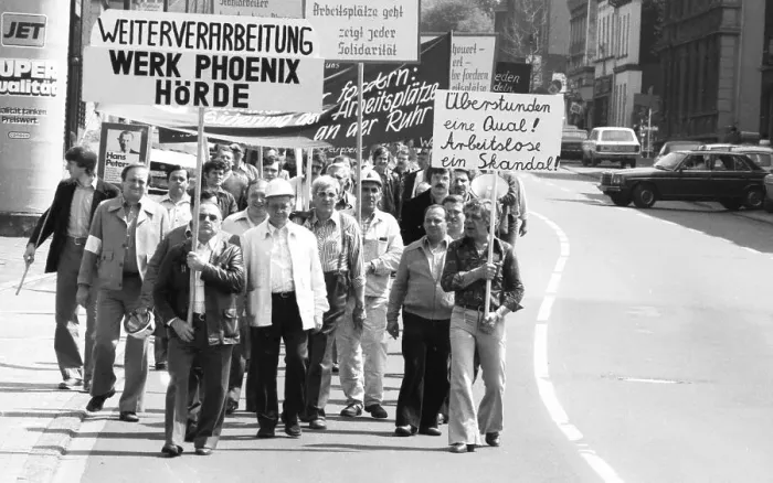 Framed Print : Fear of losing their jobs due to the merger of Hoesch AG with the Dutch steel company Hoogovens drove the steelworkers