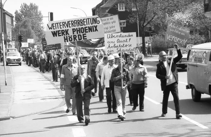 Framed Print : Fear of losing their jobs due to the merger of Hoesch AG with the Dutch steel company Hoogovens drove the steelworkers Framed Print : Fear of losing their jobs due to the merger of Hoesch AG with the Dutch steel company Hoogovens drove the steelworkers