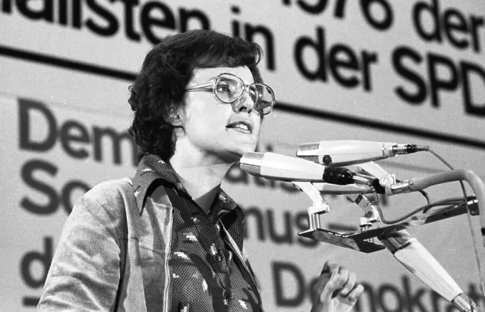 Framed Print : The Federal Congress of the Young Socialists in the SPD (Jusos) on 26 March 1976 in Dortmund