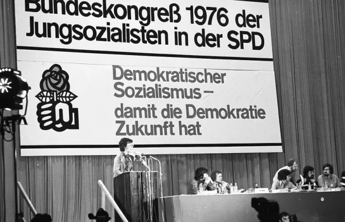 Framed Print : The Federal Congress of the Young Socialists in the SPD (Jusos) on 26 March 1976 in Dortmund Framed Print : The Federal Congress of the Young Socialists in the SPD (Jusos) on 26 March 1976 in Dortmund