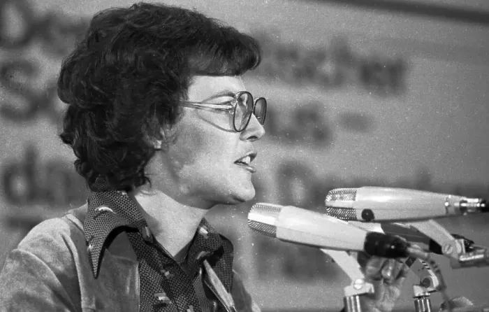 Framed Print : The Federal Congress of the Young Socialists in the SPD (Jusos) on 26 March 1976 in Dortmund