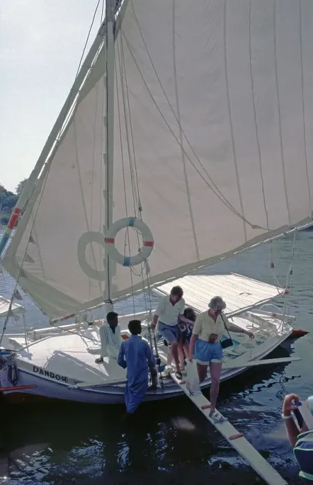 Framed Print : Felucca, boat harbour, Aswan, Nile Valley, Egypt, September 1989, vintage, retro, old, historical, Africa