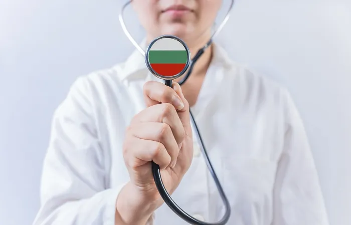 Framed Print : Female doctor holding stethoscope with Bulgaria flag Framed Print : Female doctor holding stethoscope with Bulgaria flag