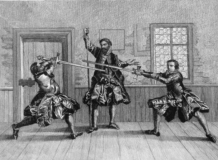 Framed Print : Fencing practice, 1570, historical illustration