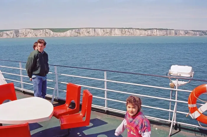 Framed Print : Ferry approaching Dover, people