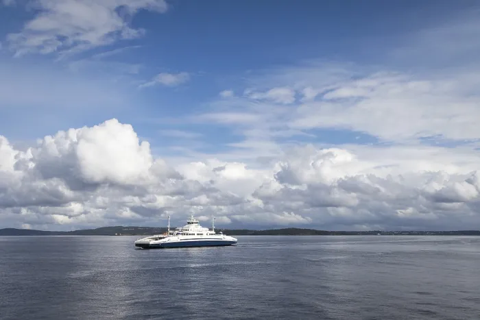 Framed Print : The Ferry from Horten to Moss connects Ostfold and Vestfold in Norway