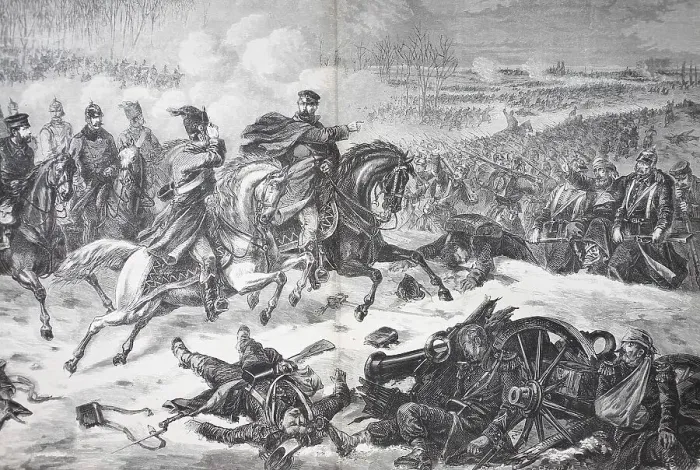 Framed Print : Field Marshal Prince Frederick Charles and his staff at the Battle of Orleans