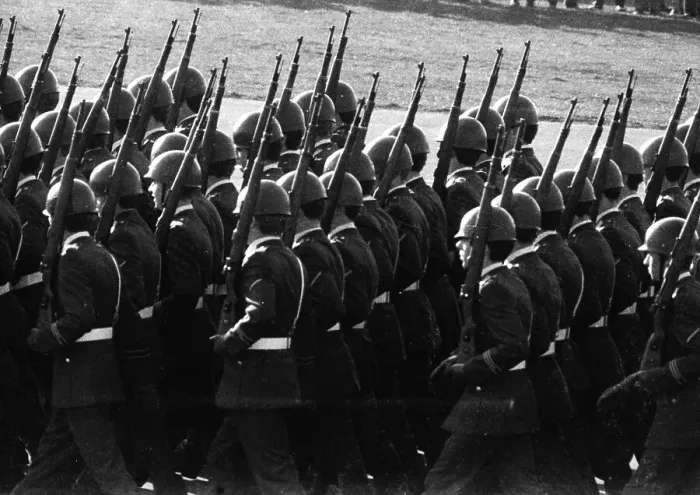 Framed Print : The field parade, a weapons display by all units of the Bundeswehr and NATO on 22 March 1972 in Wunstorf