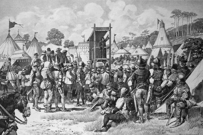 Framed Print : Field sermon in the 15th century