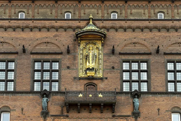 Framed Print : Figure of Bishop Absalon at Copenhagen City Hall on City Hall Square