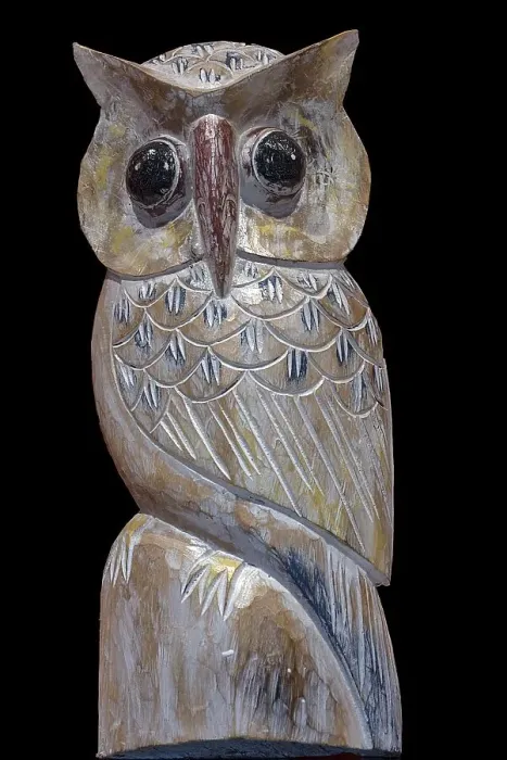 Framed Print : Figure of a wood-carved owl, Bavaria