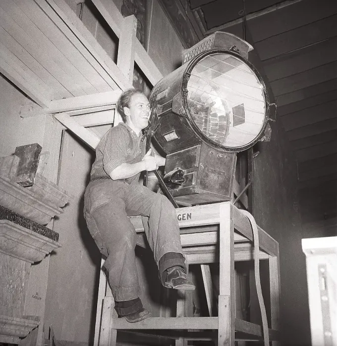Framed Print : Film studio in the 1940s