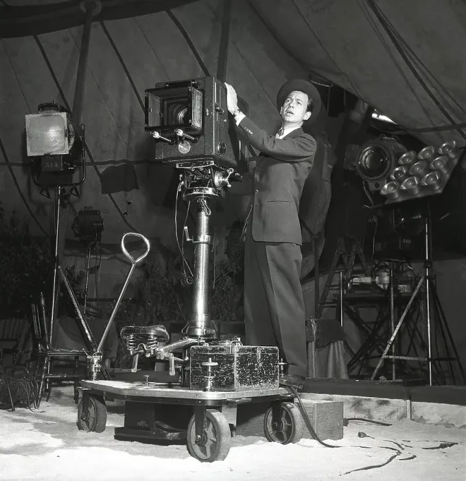 Framed Print : Filming in the 1950s. Filmdirector and actor Stig Olin Framed Print : Filming in the 1950s. Filmdirector and actor Stig Olin