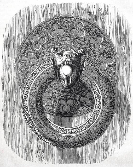 Framed Print : A finely chiselled iron ring, door handle on one of the inner doors of Bourges Cathedral Framed Print : A finely chiselled iron ring, door handle on one of the inner doors of Bourges Cathedral