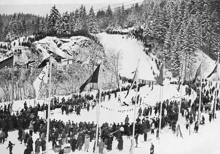 Framed Print : The finish of the downhill race at the Kreuzeck valley in the second day of the IV Olympic Winter Games