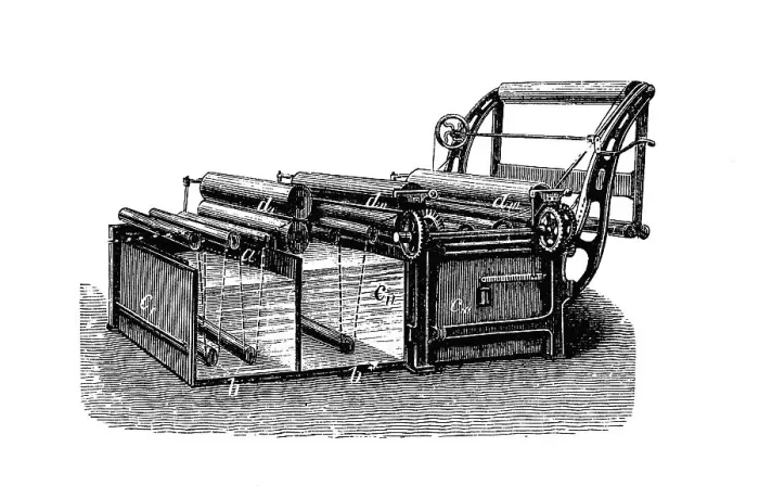 Framed Print : Finishing machine, broad loom, historical illustration Framed Print : Finishing machine, broad loom, historical illustration