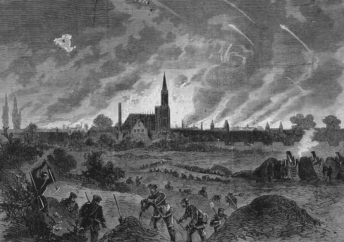 Framed Print : Fire during the bombardment of Strasbourg in the night of 25 August 1870