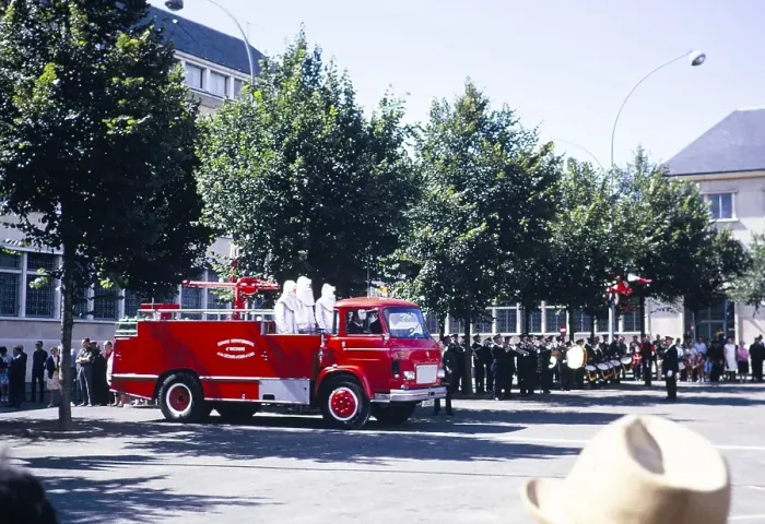 Framed Print : Fire brigade bands play on Bastille Day in Chartres, Eure et Loir, France, 14 July 1970, Europe