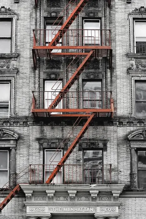 Framed Print : Fire escape on house wall, safety Framed Print : Fire escape on house wall, safety