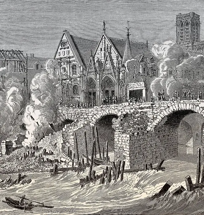 Framed Print : Fire at the Petit Pont, Paris, France