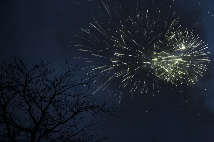 Framed Print : Fireworks in the night sky, New Year's Eve Fireworks in the night sky