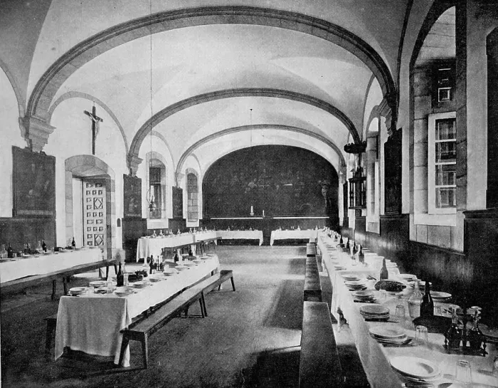 Framed Print : One of the first autotype photographs of the refectory of the Monastery of Loyola