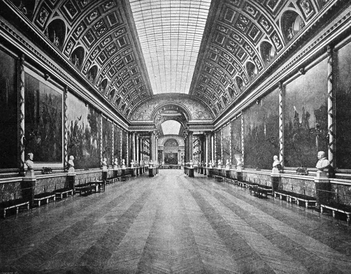 Framed Print : One of the first autotypes of the Galerie des Batailles in the Palace of Versailles Framed Print : One of the first autotypes of the Galerie des Batailles in the Palace of Versailles