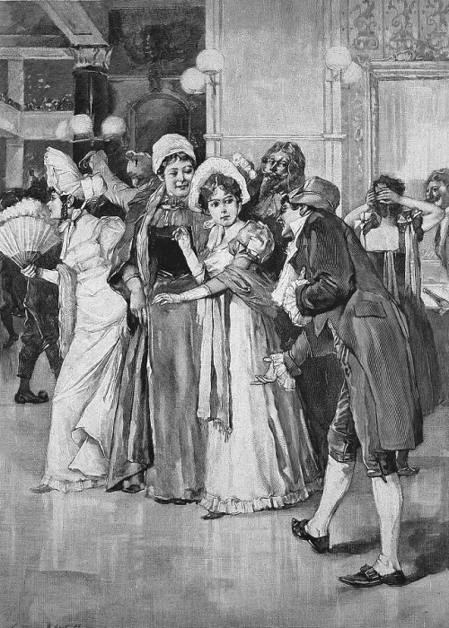 Framed Print : At the first costume ball, young girls are at a costume party for the first time