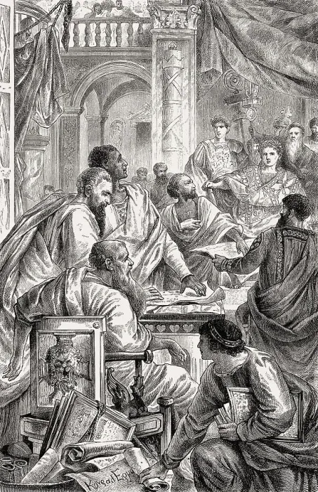 Framed Print : The First Council of Nicaea, by the Roman Emperor Constantine I in 325 AD Framed Print : The First Council of Nicaea, by the Roman Emperor Constantine I in 325 AD