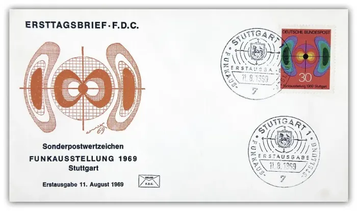 Framed Print : First day cover, Funkaustellung Stuttgart