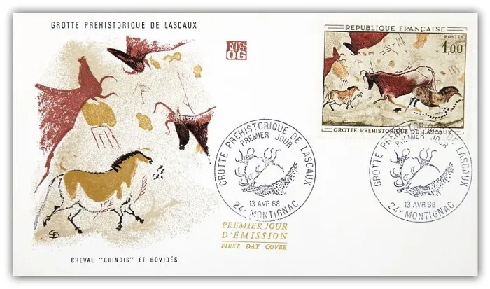 Framed Print : First day cover, Grotte Prehistorique de Lascaux