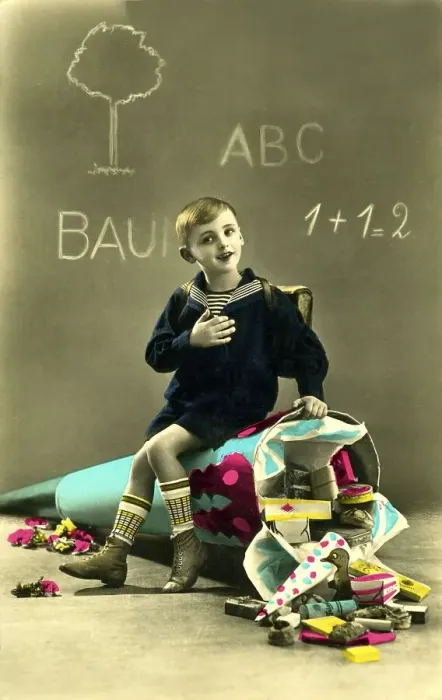 Framed Print : First day of school, historic photograph