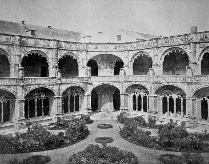 Framed Print : One of the first halftones, cloister of Jeronimos Monastery