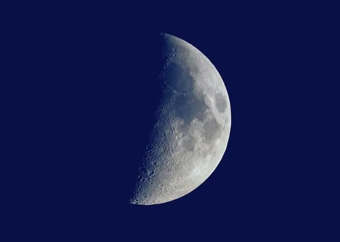 Framed Print : First quarter moon seen with telescope