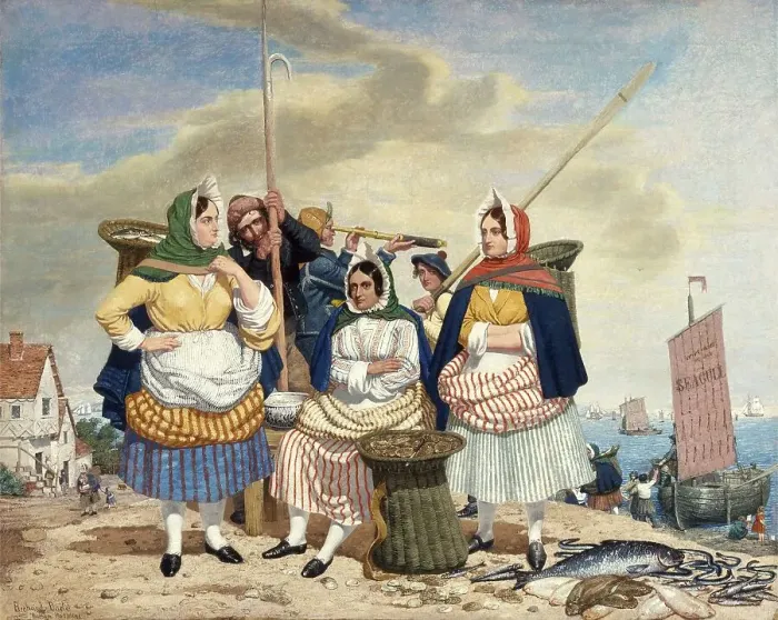 Framed Print : Fish Market on the Beach, c. 1855 Framed Print : Fish Market on the Beach, c. 1855