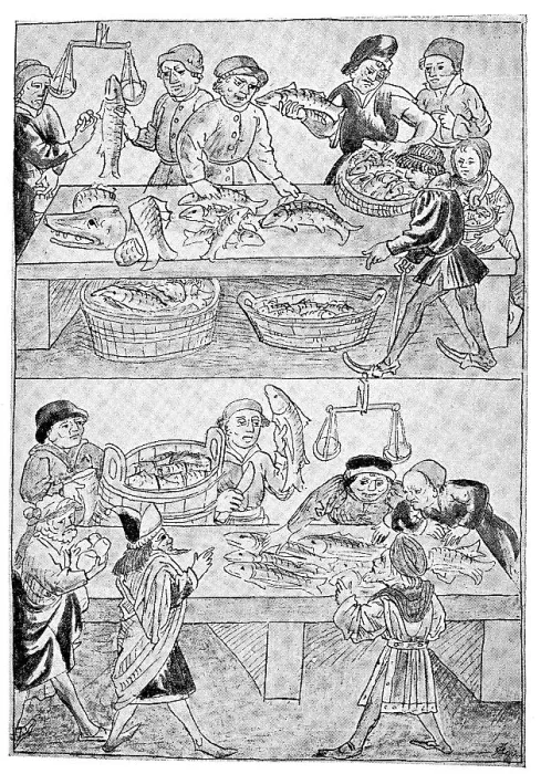 Framed Print : Fish market in Constance, where snails and frogs were also on sale Framed Print : Fish market in Constance, where snails and frogs were also on sale