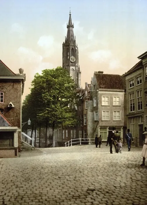 Framed Print : Fish market and new church, Delft