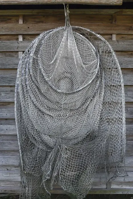 Framed Print : Fish trap hung up to dry, Fraueninsel