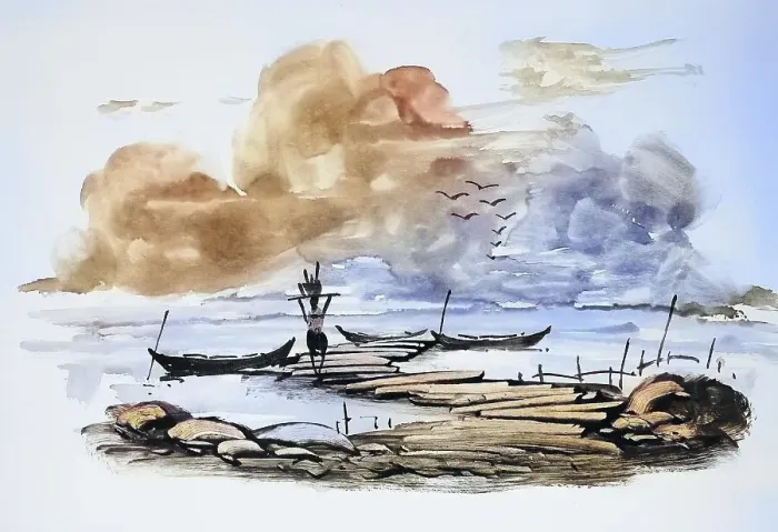 Framed Print : Fisherman returns with his catch