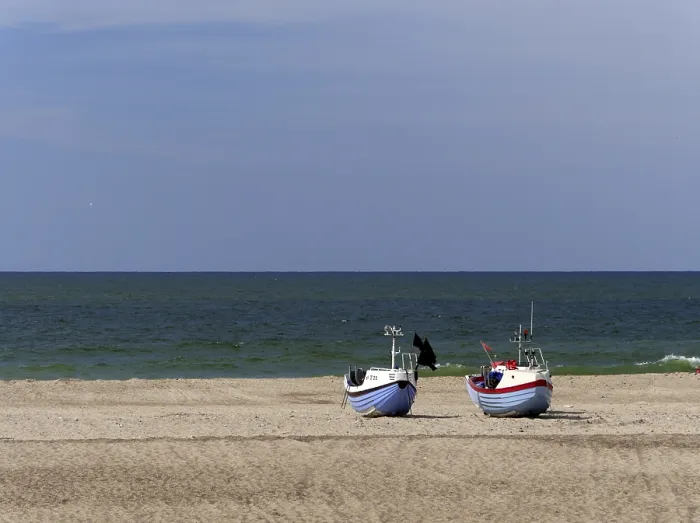 Framed Print : Fishing boats on the beach at Stenbjerg Framed Print : Fishing boats on the beach at Stenbjerg