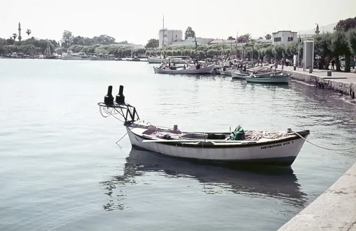 Framed Print : Fishing boats in the harbour, Kos, Greece 1970s