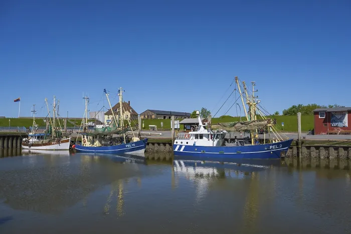Framed Print : Fishing boats in the harbour of Tammensiel