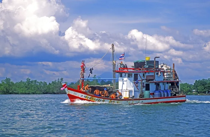 Framed Print : Fishing trawler, sea, two years in front of the tsunami