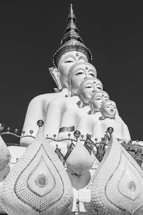 Framed Print : Five-headed Buddha statue, black and white photo