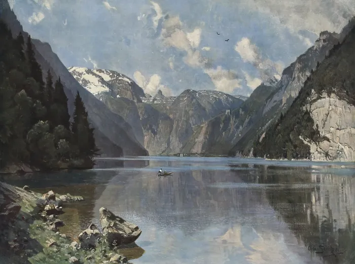 Framed Print : Fjord in mountain landscape in Norway